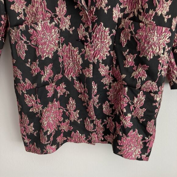 FOR LOVE & LEMONS Luella Jacket Womens Medium Floral Metallic Jacquard Layering - Picture 6 of 12
